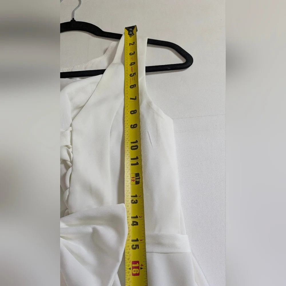 Off White Boatneck Midi Wedding Dress Romantic Lace-Up Back and bow Sz 6 NEW - Picture 14 of 16